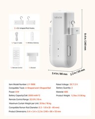 VEVOR Automatic Curtain Opener Electric Smart Curtain Opener U/I-shaped Rails