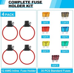 Durable Waterproof Inline Fuse Holder Set – 4 Packs & 35 Standard Fuses Included