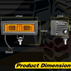 2x 5″ LED Pods Light Bar Amber Yellow Fog Lamp Offroad Driving Truck ATV SUV 4WD