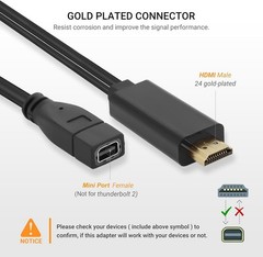 HDMI to Mini for Display Port Converter Adapter Cable 4K HDMI Male for Mini P…