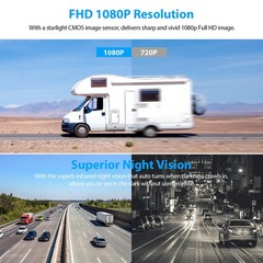 1080P 10″ DVR Monitor Magnetic Solar Wireless Backup Camera Truck Car RV Trailer