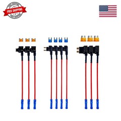 10 Pack 3 Types 12V Car Add-a-Circuit Fuse Tap Adapter,Standard Mini Micro2 F…