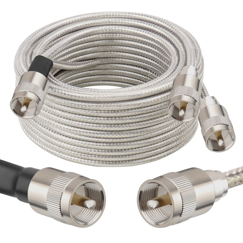 Dual CB Antenna Coax Cable 18FT Low Loss RG8X Stranded CoPhase 3 PL259