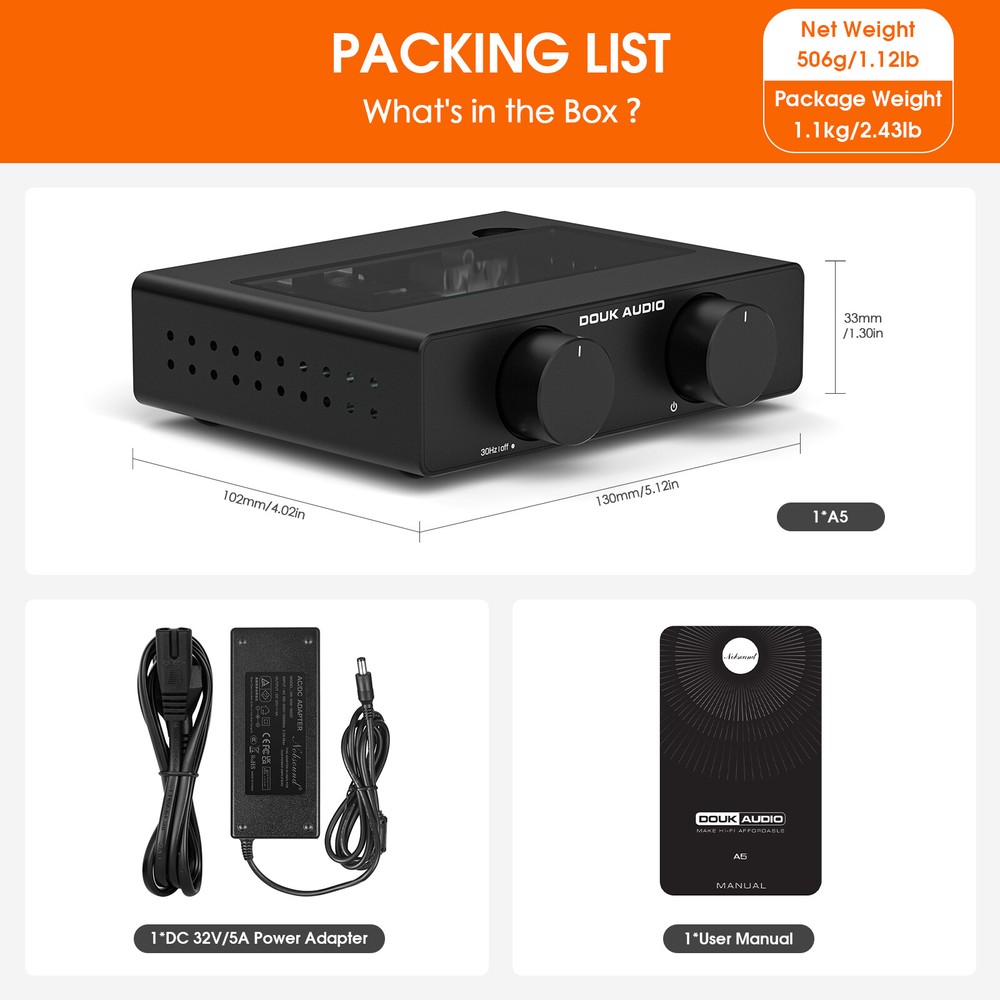 Douk Audio A5 HIFI 300W Digital Amplifier with HPF TPA3255 Power Amp for Speaker