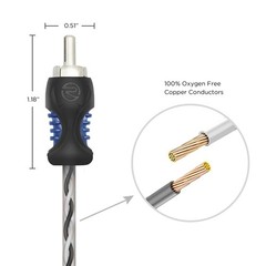 RECOIL RCI21 100% Oxygen Free Copper 1ft 2-Channel RCA Audio Cable, Twisted