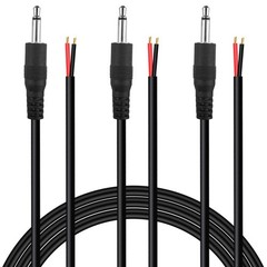 (3 Pack 6 ft Replacement 3.5mm Male Plug to Bare Wire Open End TS 2 Pole Mono 1/