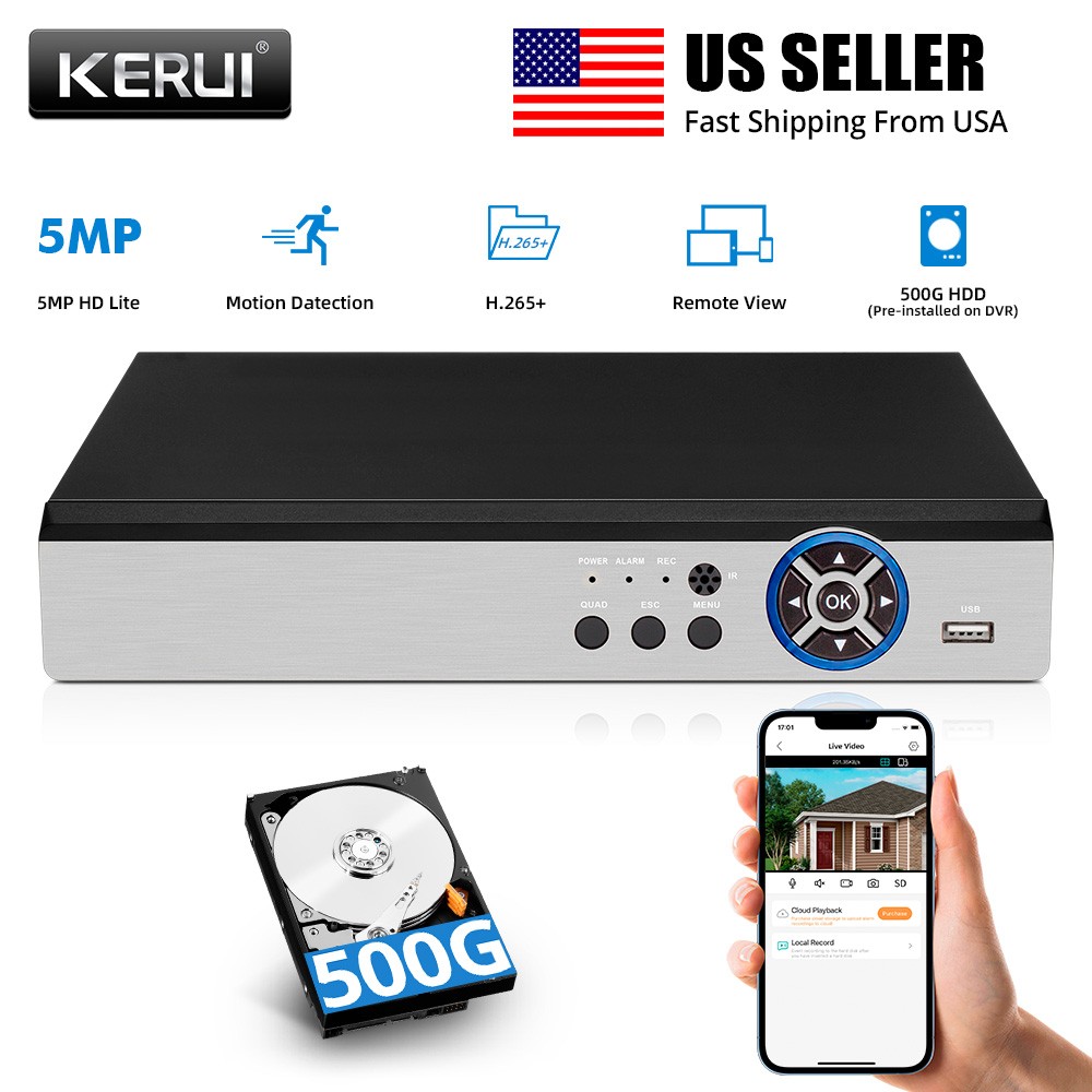 Remote Playback Support 8CH 6-in-1 5MP H.265+ DVR With 1TB Internal Storage HDD
