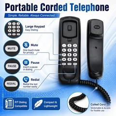 Mini Corded Landline Phone Desktop Wall Mount Telephone for Hotel Office Home US