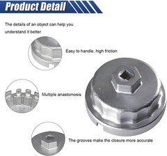 Oil Filter Wrench, 64MM Heavy Duty Oil Filter Cap Removal Socket Color: White