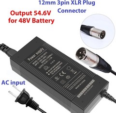 UL Certified 54.6V Fast Charger with XLR Plug – 13S 48V Lithium Battery Charger