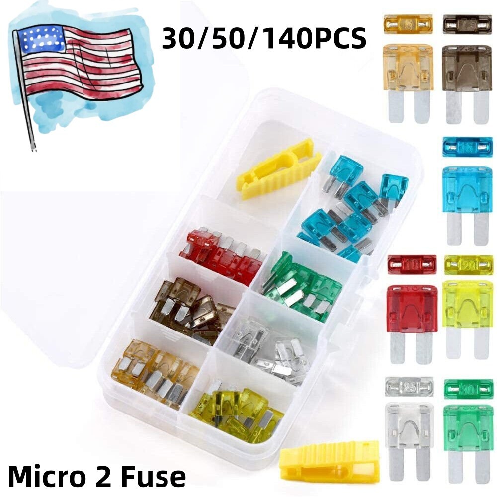 30/50/140pcs APT/ATR Micro2 Blade Fuses Assorted Kit Car 5/7.5/10/15/20/25/30A