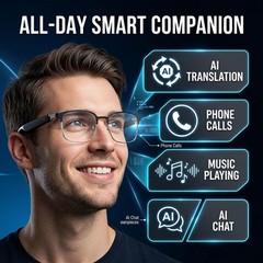 MNVOEQ AI Smart Wireless Bluetooth Translation Glasses for Men/Women with Spe…