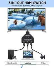 Upgrade 4K HDMI Switch 3 in 1 Out 3 Port HDMI Hub for PS4/5 Xbox FireStick Apple
