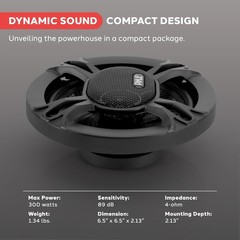 Pyle 3-Way Universal Car Stereo Speakers-300W 6.5” Triaxial Loud Pro Audio