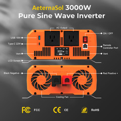 3000W 6000W Pure Sine Wave Inverter 12V DC to 120V AC Converter Remote Control
