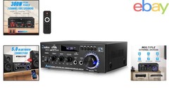 Bluetooth 5.0 Audio Amplifier with USB/SD Card Support and Remote Control
