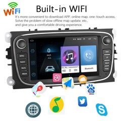 7in 2 Din Touch Screen Android 9.0 Car Radio GPS MP5 Player For Ford Focus SMax