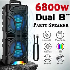 6800W Portable Bluetooth Speaker with Dual Subwoofers – Heavy Bass Party Sound