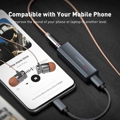 Fosi Audio DS2 USB C to AUX Headphone Amp DAC Dongle Dual Output DSD256 Jack NEW