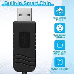 USB to DC 5V Power Cord, Universal DC 5.5×2.1mm Barrel Plug Charging