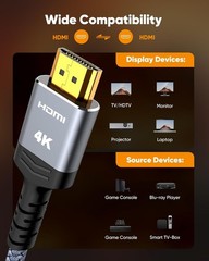 1ft High-Speed HDMI Cable 4K@60Hz – Tangle-Free, Perfect for Gaming & Streaming