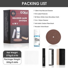 6-in-1 Vinyl Record Cleaning Kit w/Microfiber Cloth/Label Protector/Stylus Brush