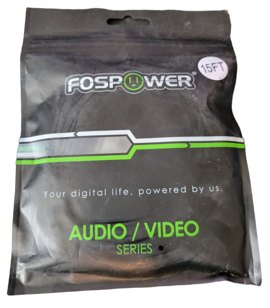 FosPower Audio/Video Cable 15 FT Stereo Audio 3.5mm Auxiliary