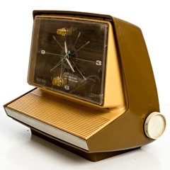 Autumn Gold Solid State 1968 Silvertone Model 8036 AM Clock Radio Alarm Mod 60’s