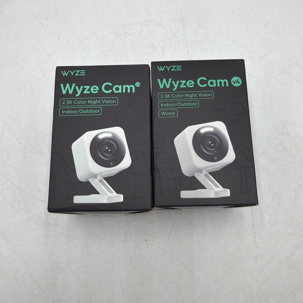 Lot Of 2 WYZE Cam v4 2.5K HD WiFi Smart Home Security Camera White