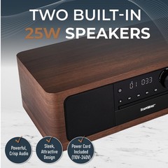 Stereo Shelf System CD Player Bluetooth FM Radio USB Aux Optical Brown CD25