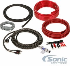 Rockford Fosgate P300X2 300W 2-Channel Amplifier, NVX LOC, 8 AWG Amp Kit Bundle