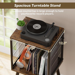 Simple Trending Record Player Stand, Storage up to 100 Albums, Vinyl Record Hold