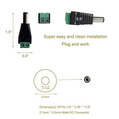 1-500x Male Female 2.1×5.5mm DC Power Plug Jack Adapter Connector for CCTV Lot