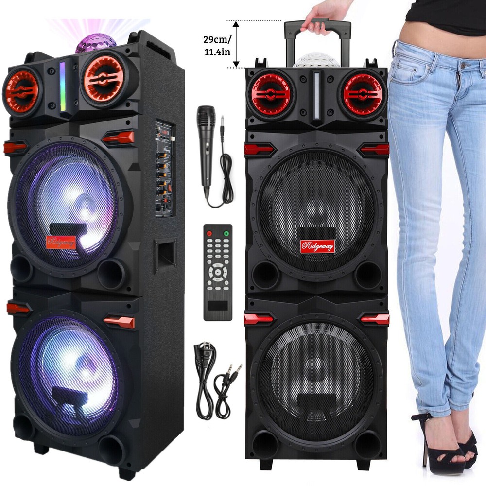 9000W Dual 10″ Subwoofer Portable Bluetooth Party Speaker With Mic Remote Light