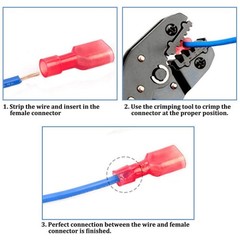 50pcs Insulated Female Quick Disconnect Spade Terminals AWG22-18 Wire Connectors