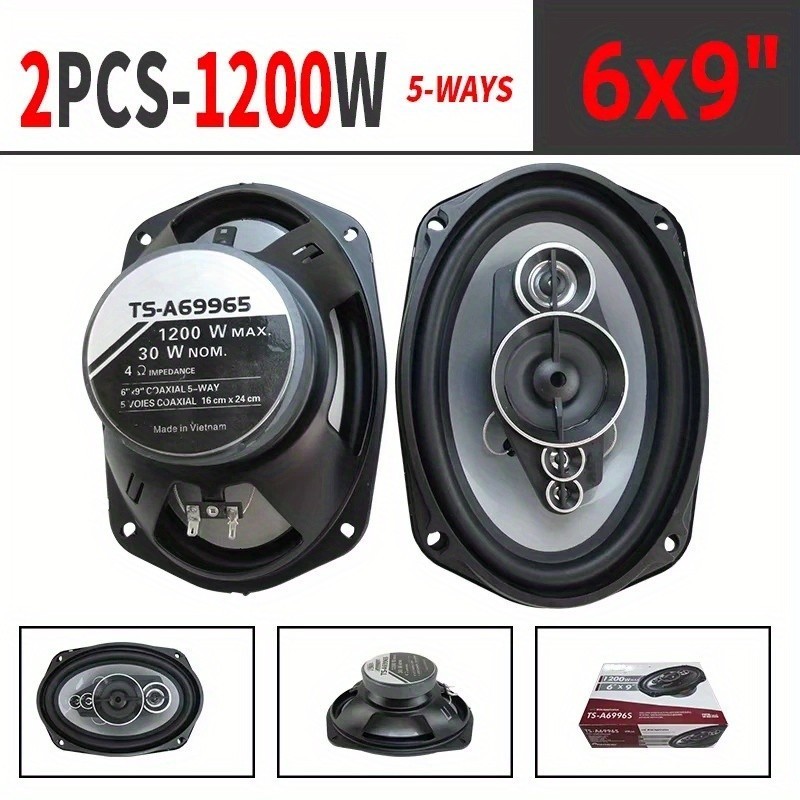 6″ X 9″ 5-way Car Audio Stereo Speakers: 1200W Max Watts Coaxial Pair 6×9-in NEW