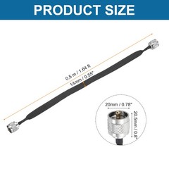 Flat Coaxial Cable, UHF Male to Male 1.64ft/50cm Cord Coax Cable Extension