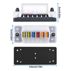 6 Way Fuse Block with Negative Bus Blade Fuse Holder for Automotive Car Truck RV