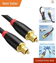 3.3ft Fiber Optic Optical Cable with Gold-Plated Connectors for Soundbar