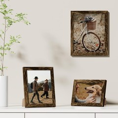 Vittanly 6×8 Picture Frame, Display Pictures 4×6 with Mat 6×8, Rustic Brown