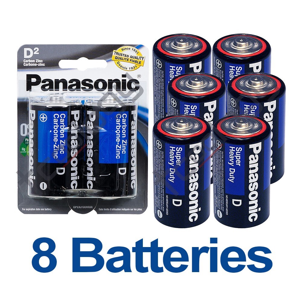 8x Panasonic D Batteries Super Heavy Duty Power Carbon Zinc Battery Exp 03/2025