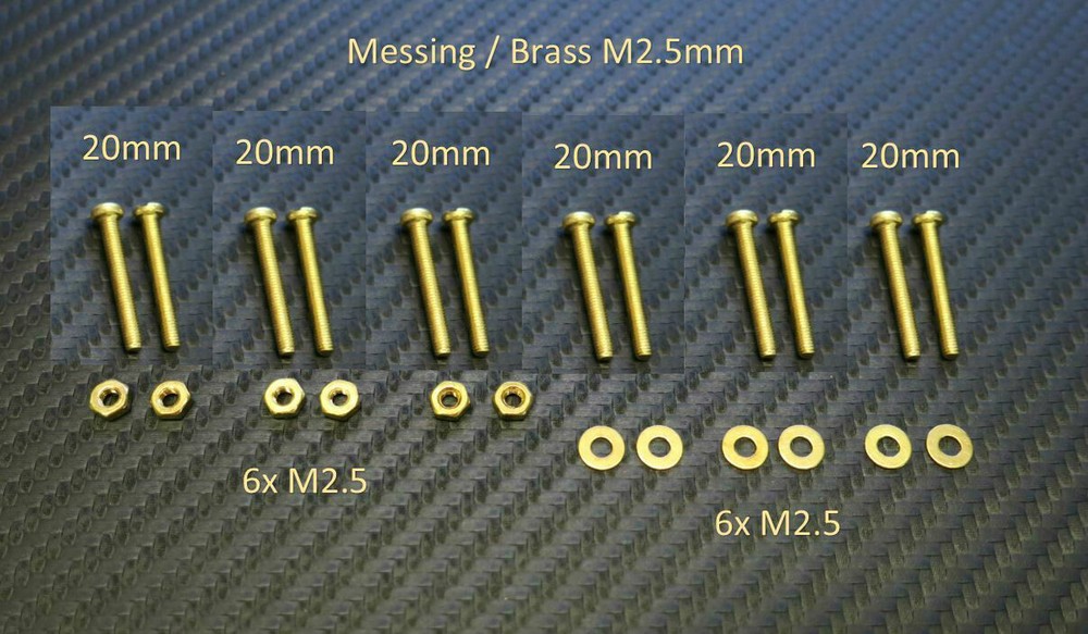 Phono Screws Set M2.5 20mm Brass for Cartridge / Headshell / Turntable NEW