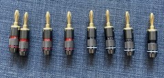 4 PAIRS 24K GOLD PLATED SCREW LOCK BANANA PLUG AUDIO SOLDERLESS 8 TOTAL