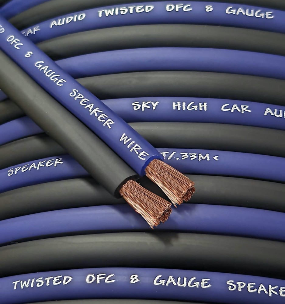 OFC TRUE 8 Gauge AWG BY THE FOOT BL/BK Oxygen Free Speaker Wire Car Home Audio