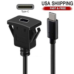 USB-C Type-C Male to Female 10Gbps Extension Cable Flush Car Latch Mount USB 3.1