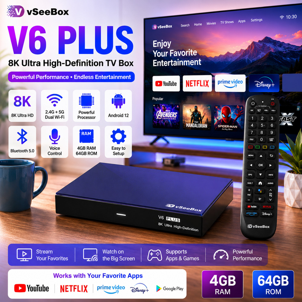 vSeeBox V6 Plus – AUTHORIZED DISTRIBUTOR – FREE SAME DAY SHIPPING