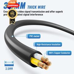 EWAY 4 Pin Extension Cable (10FT/3M) for Dash Cam Rear View 10FT, Black