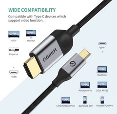 USB C to HDMI Cable Adapter 6FT 4K USB Type C to HDMI Thunderbolt 3/4