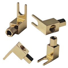 4PCS Banana Plug to Spade Adapter, Hi-Fi Brass Gold Plated Connector with Dual