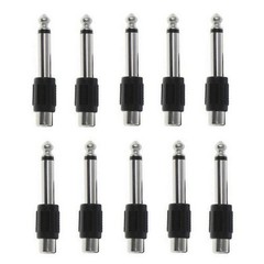 10 PACKS RCA Female Jack To 6.35mm 1/4″ Male Mono Plug Audio Adapter Connector